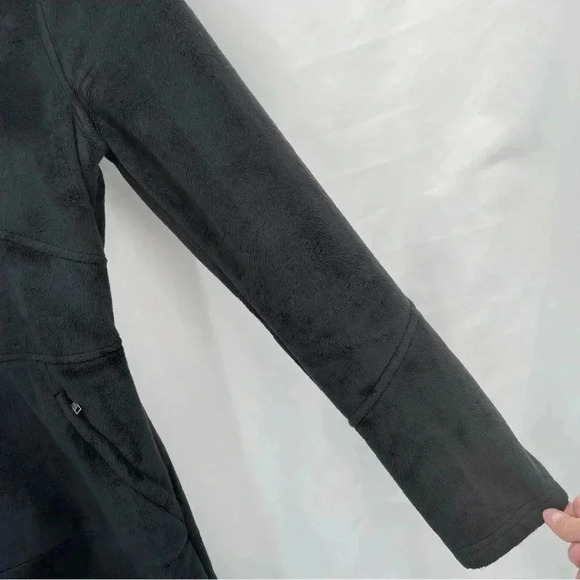 Athleta Women's Long Sherpa Minka Coat XS Black Fleece Zipper Closure Pockets - Picture 7 of 16